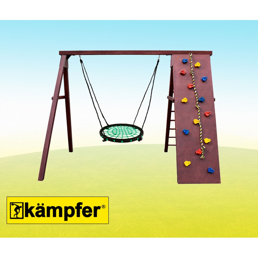 Спортивно-игровой комплекс Kampfer - Rocky, качели-гнездо среднее зеленое  